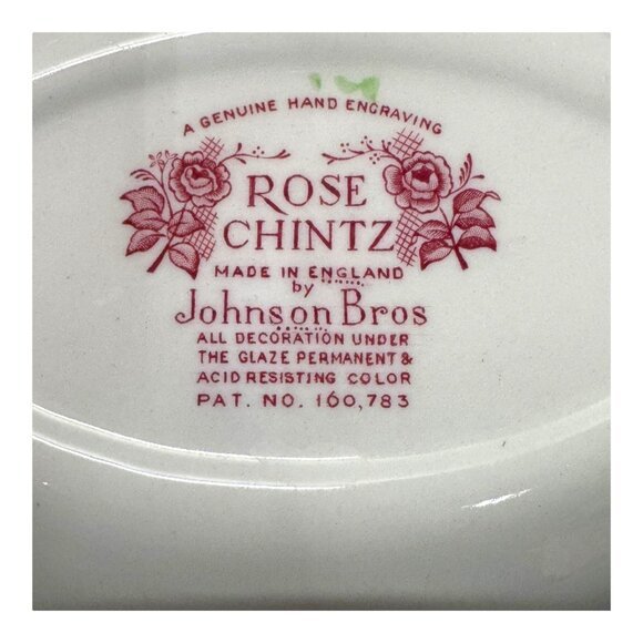 Johnson Brothers Rose Chintz Vegetable Bowl Porcelain 9" Oval Serving Vintage - Picture 4 of 9